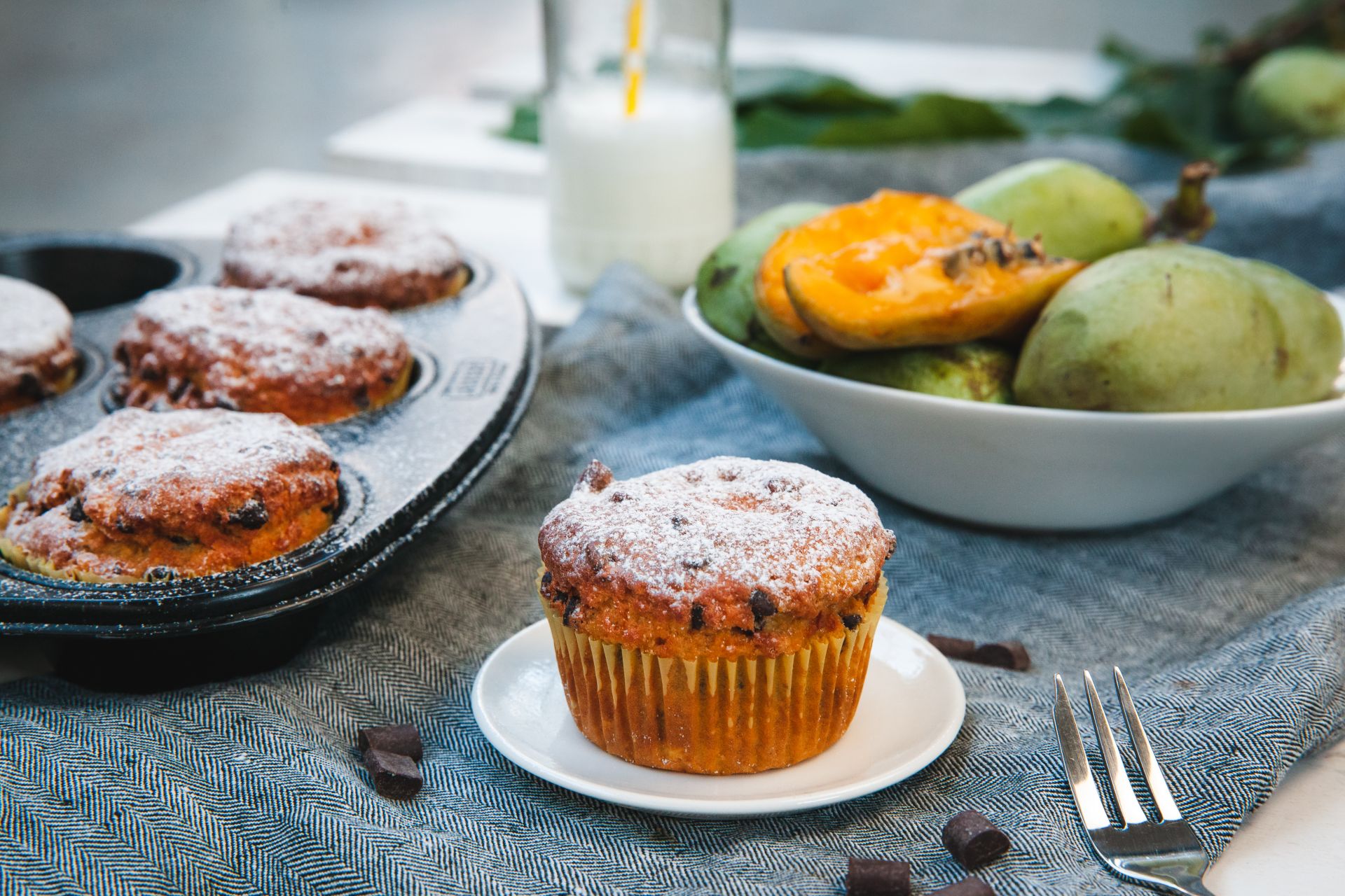 Muffin con pawpaw e cioccolato